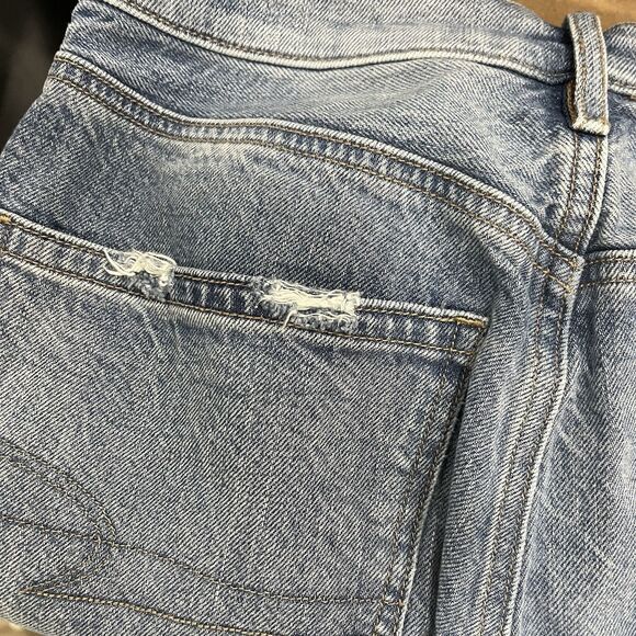 American Eagle Distressed Wide Leg Baggy Jeans Size 8 Regular - Picture 8 of 9